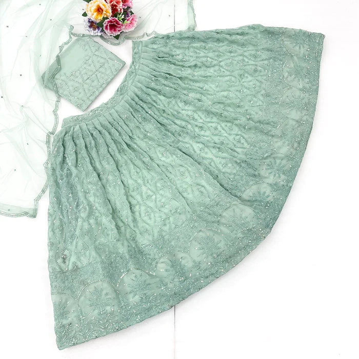 Charming Light Green Colour Fancy Thread Work with Sequnce Work Lehenga Choli