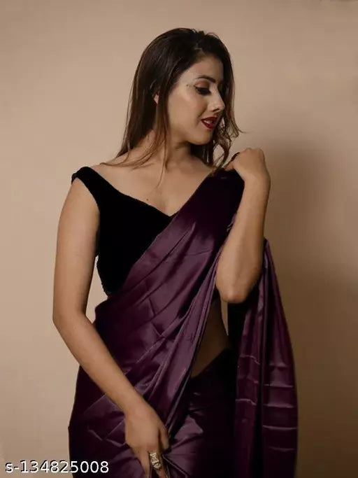 Mood Voilet Georgette Saree with Unstitched Blouse