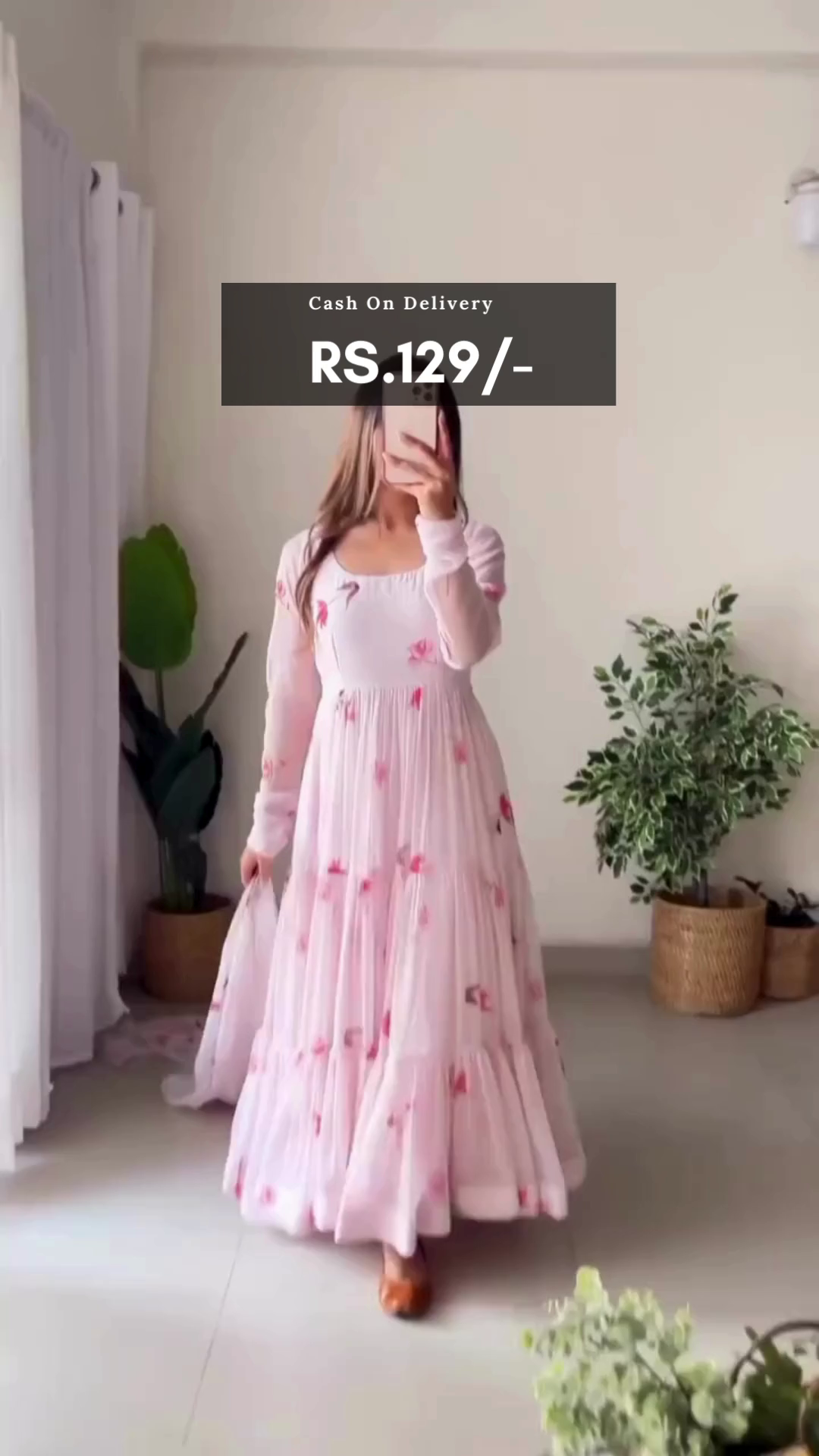 Floral Print Georgette Stitched Anarkali Gown