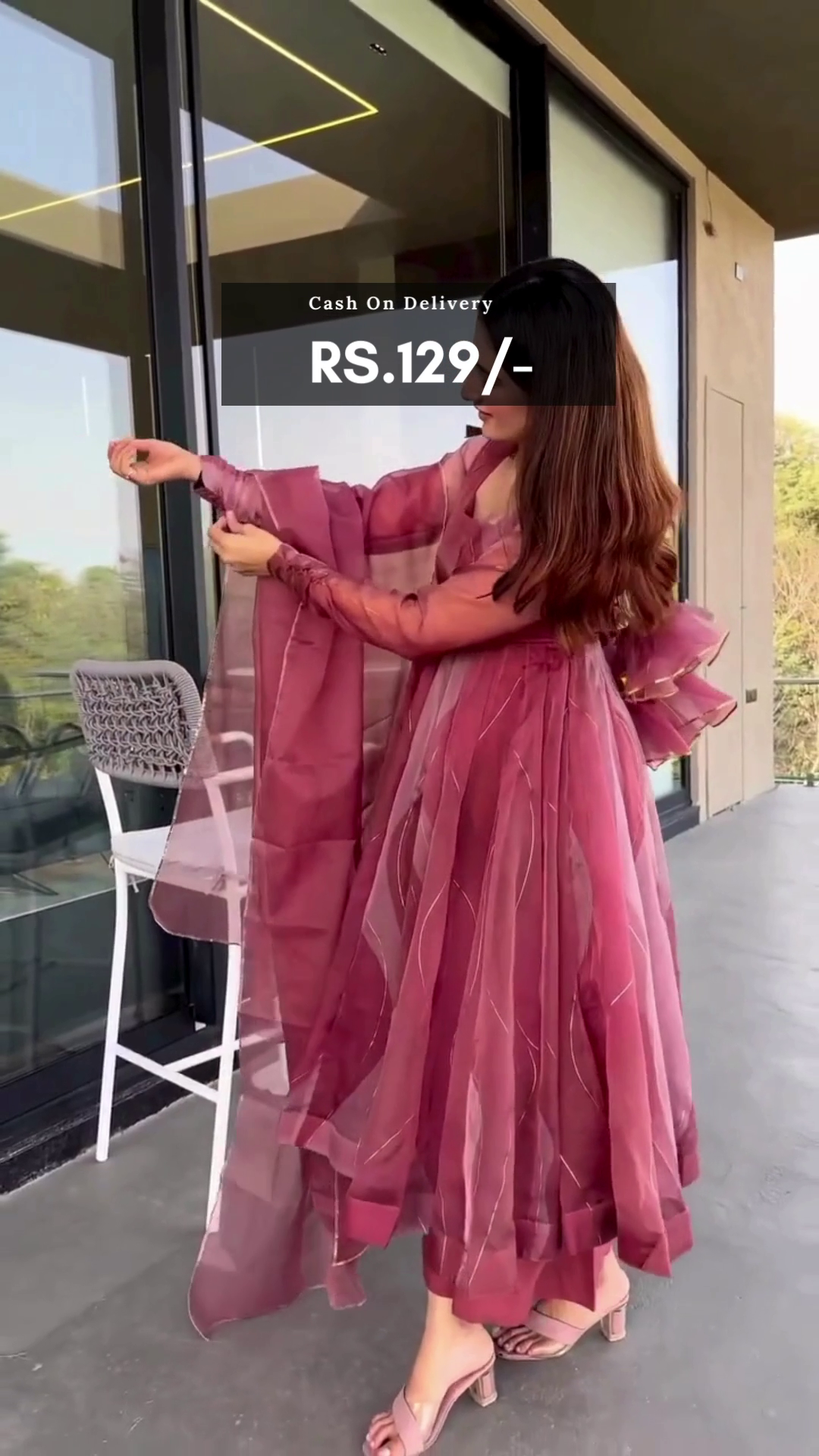 Global Heavy Flare with gold work anarkali