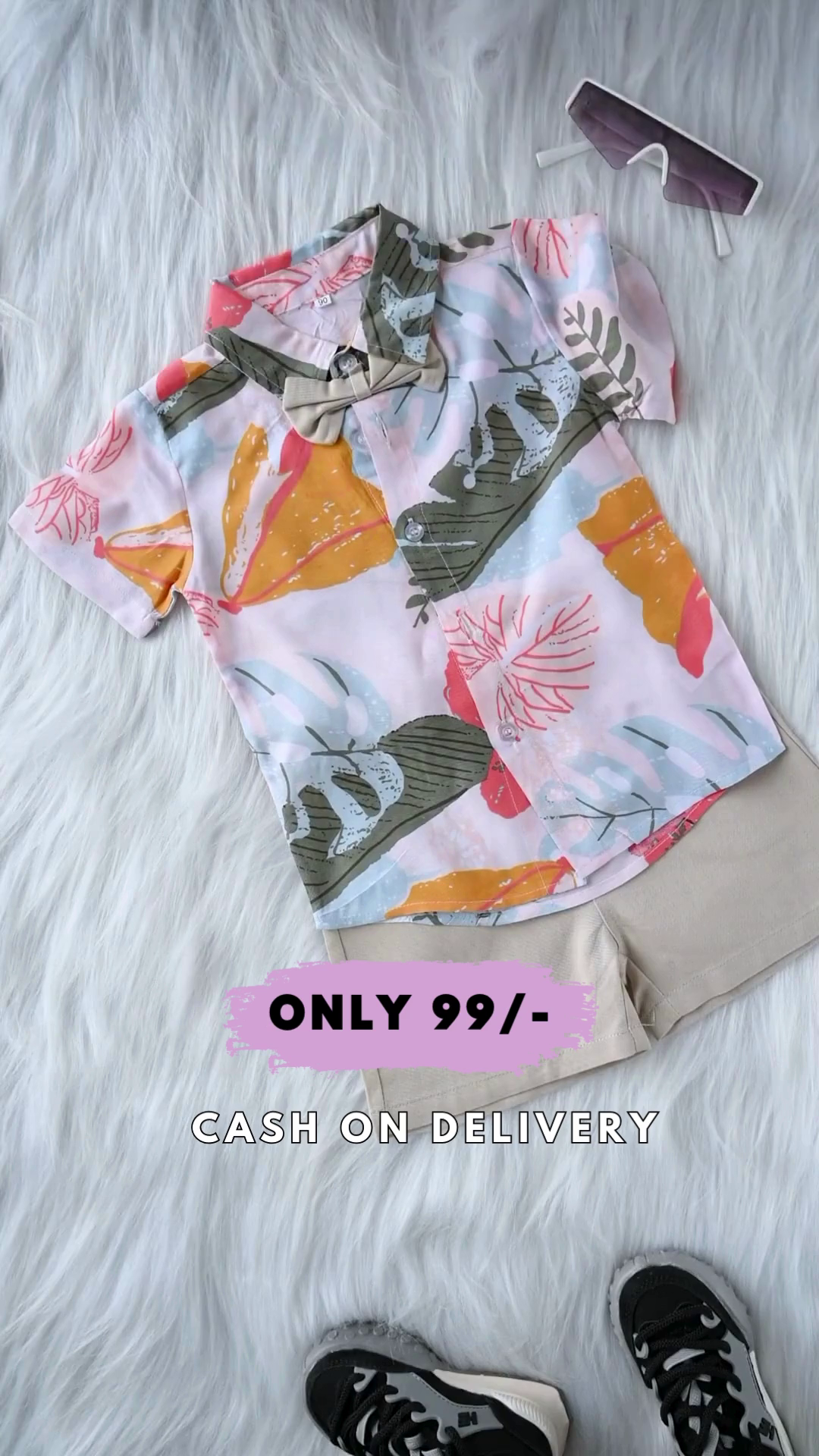 Baby Boy Clothe Kids Toddler Boy Clothes Short Sleeve Leaves Printed Lapel Buttons Shirt Pockets Shorts