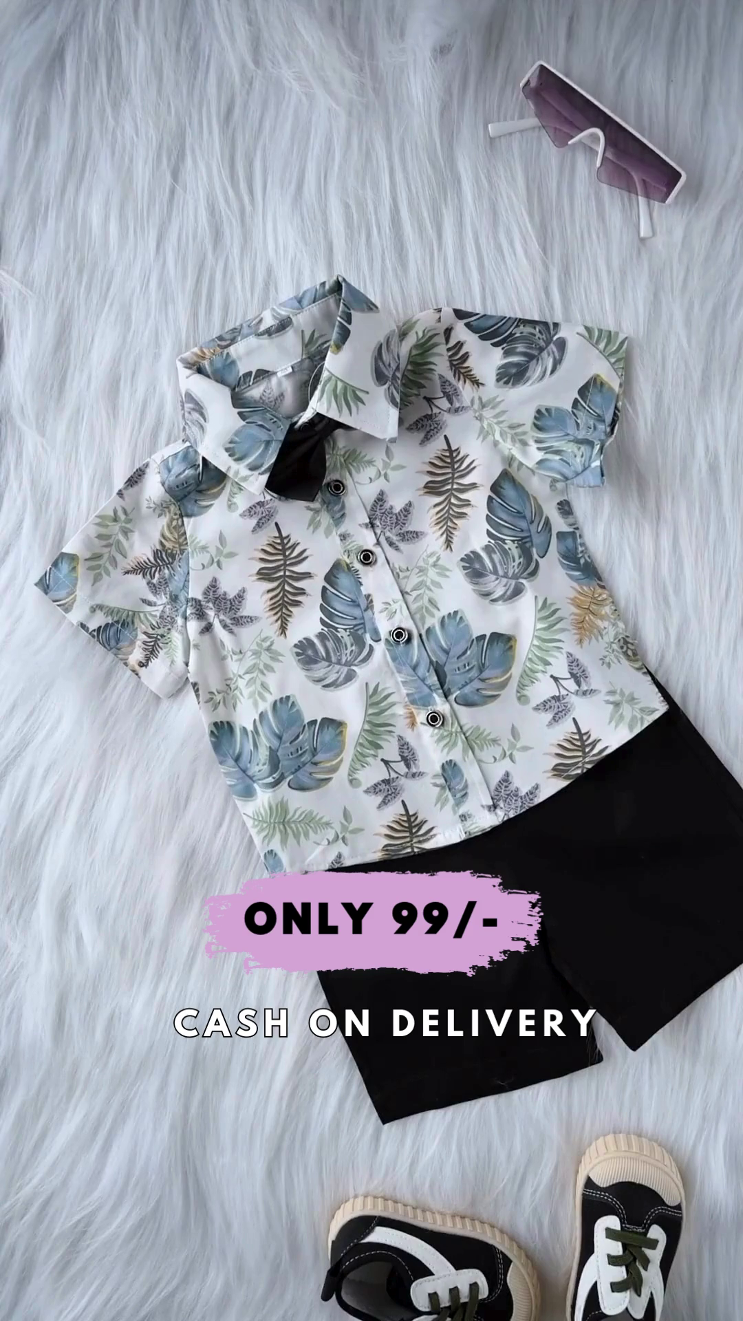 Little Spring Short Sleeve Hawaiian Shirts and Shorts Outfits