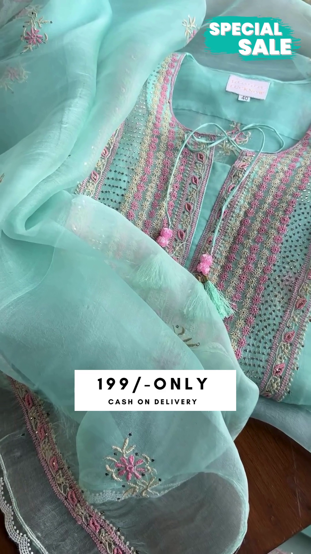 Women's Chanderi with Organza Dupatta and Embroidery Work Salwar Suit Dress Material