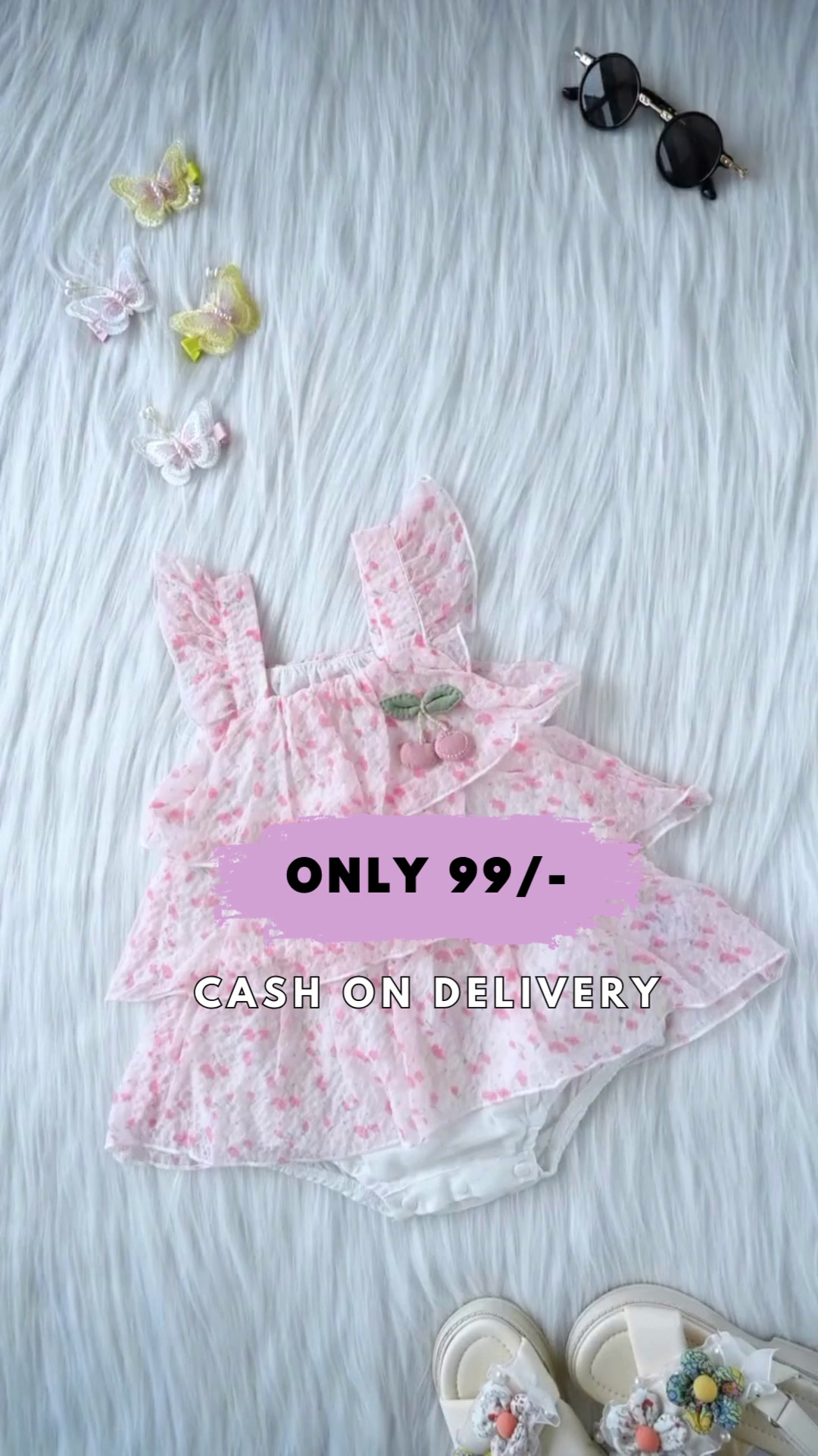 Off White Embroidered Skirt For Kids On Sale