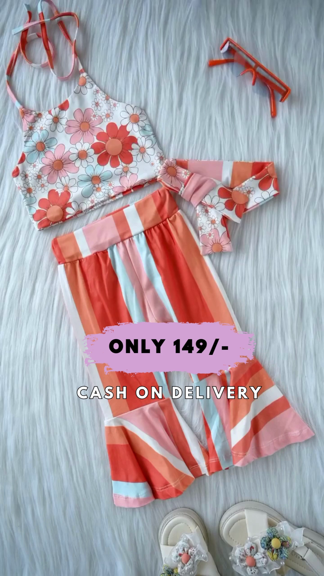Bow Creased Top And Shorts Set