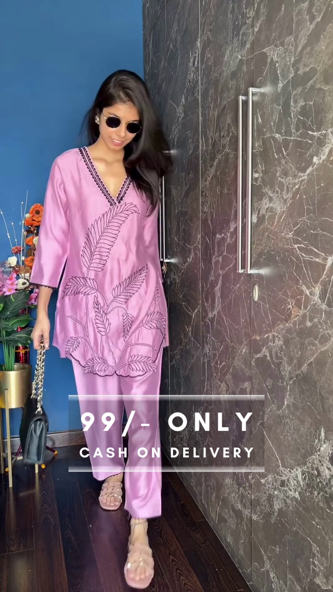 Embroidered Straight Kurta with Mandarin Collar