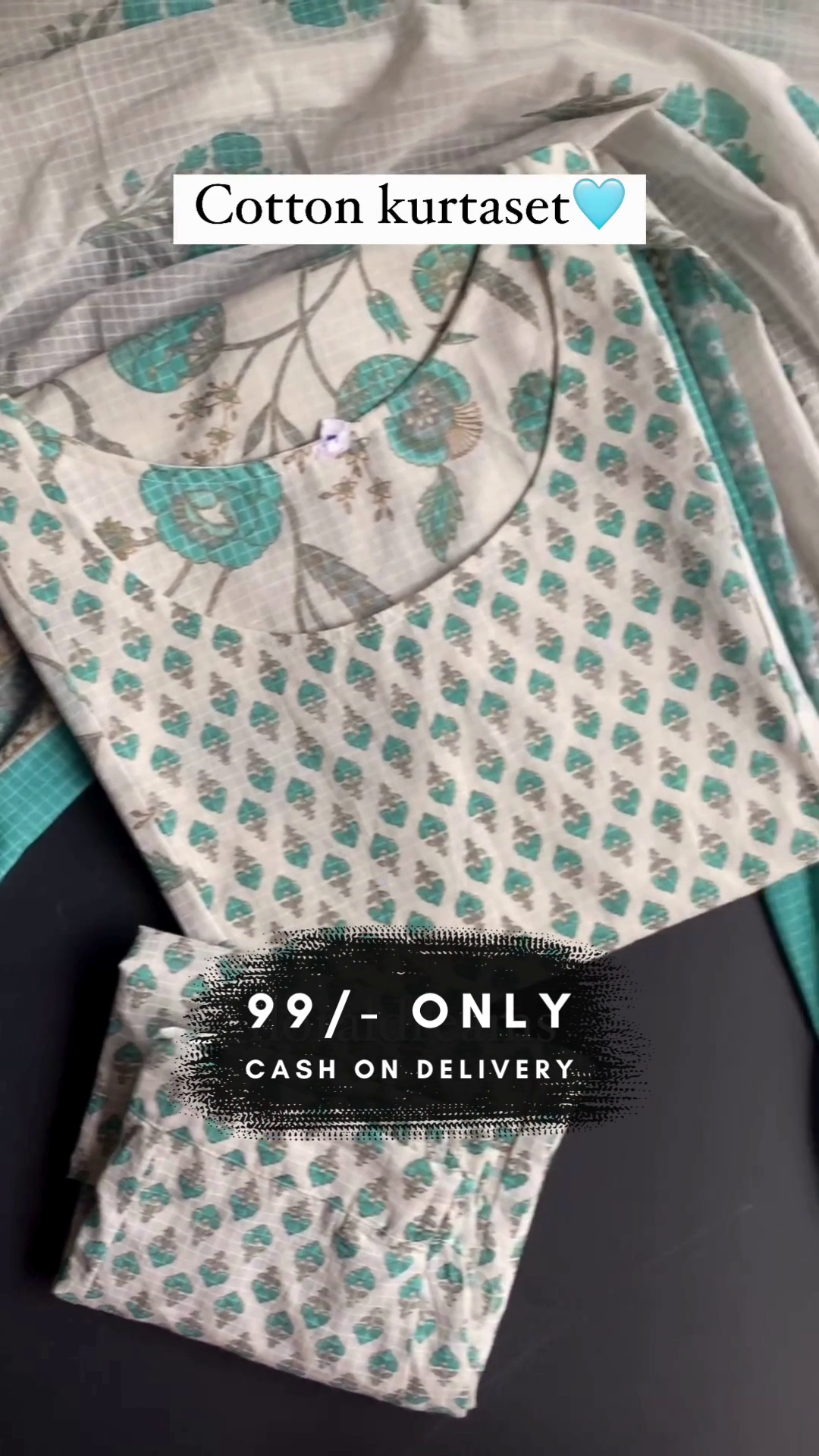 Floral Print Stitched Cotton With Maheshwari Cotton Dupatta