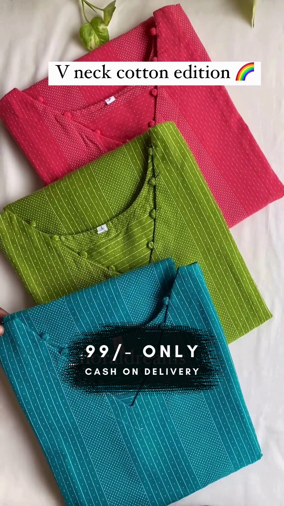 Premium Cotton Kurta V Neck With Poti Botton