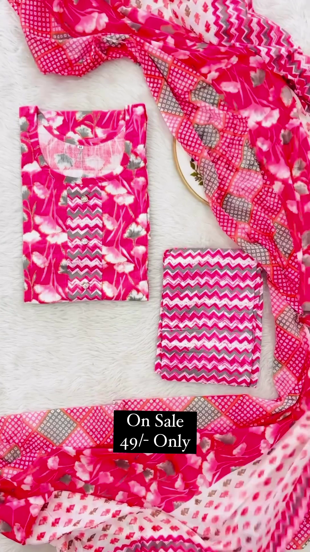 Round Neck Designer Cotton Salwar With Dupatta For Women