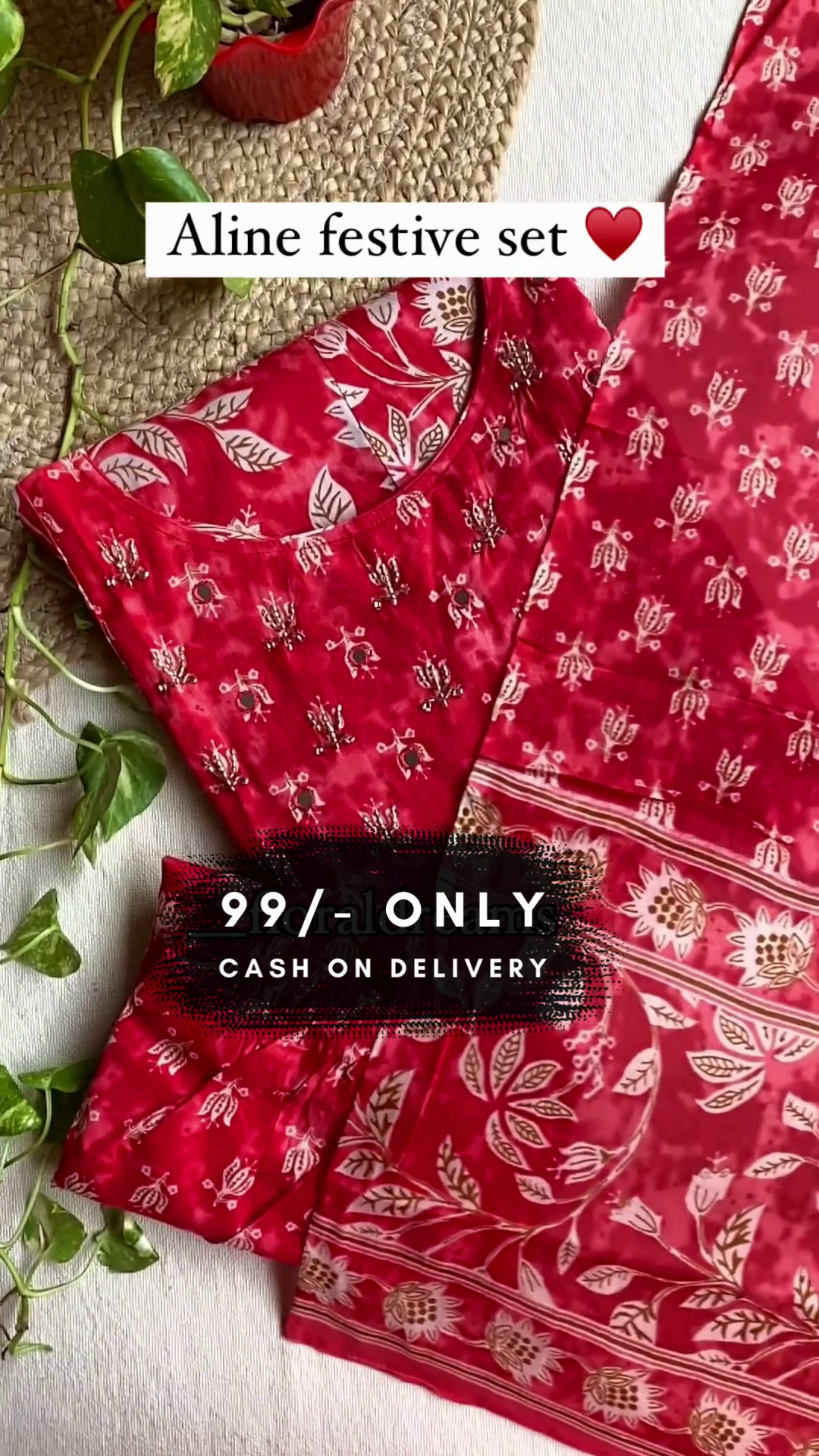 Floral Print Anarkali Kurta Set