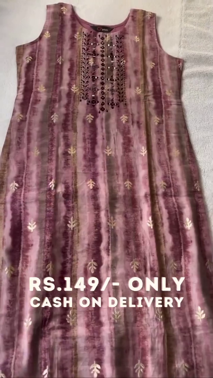 Wine Embroidery Women's Trendy Comfortable Wear Naira Cut Kurti And Pant Set