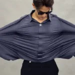 Classic Self Design Spread Collar Casual Shirt