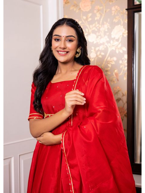 Royal Red Gota Patti Suit (Set Of 3)