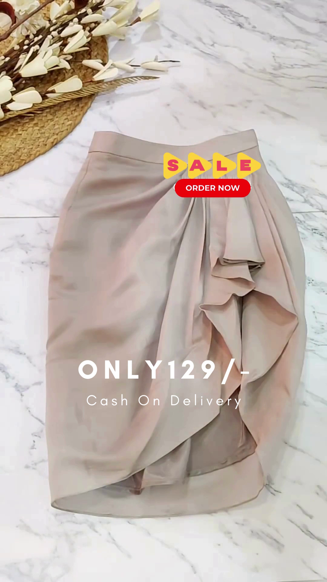 Asymmetrical Top And Skirt. Wrap Style With A Wide Slit On The Side