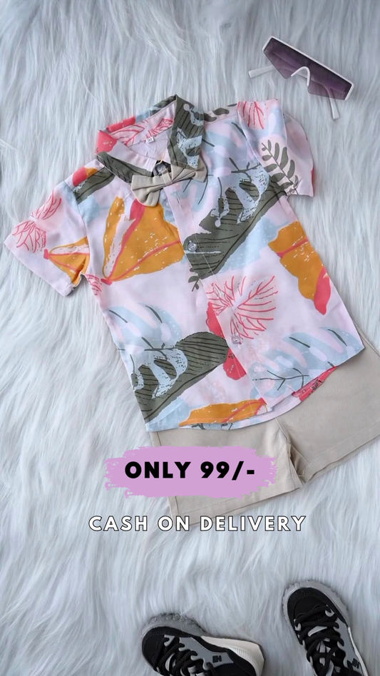 Little Spring Short Sleeve Hawaiian Shirts and Shorts Outfits