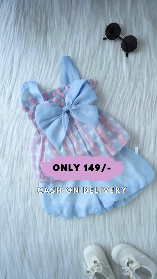 Bow Creased Top And Shorts Set