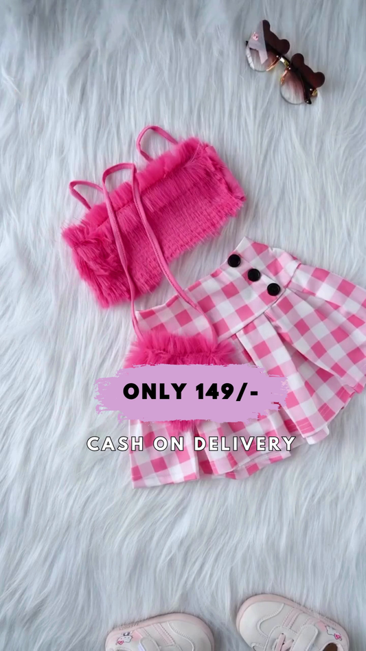 Baby Pink Color Top And Skirt For Kids On Sale