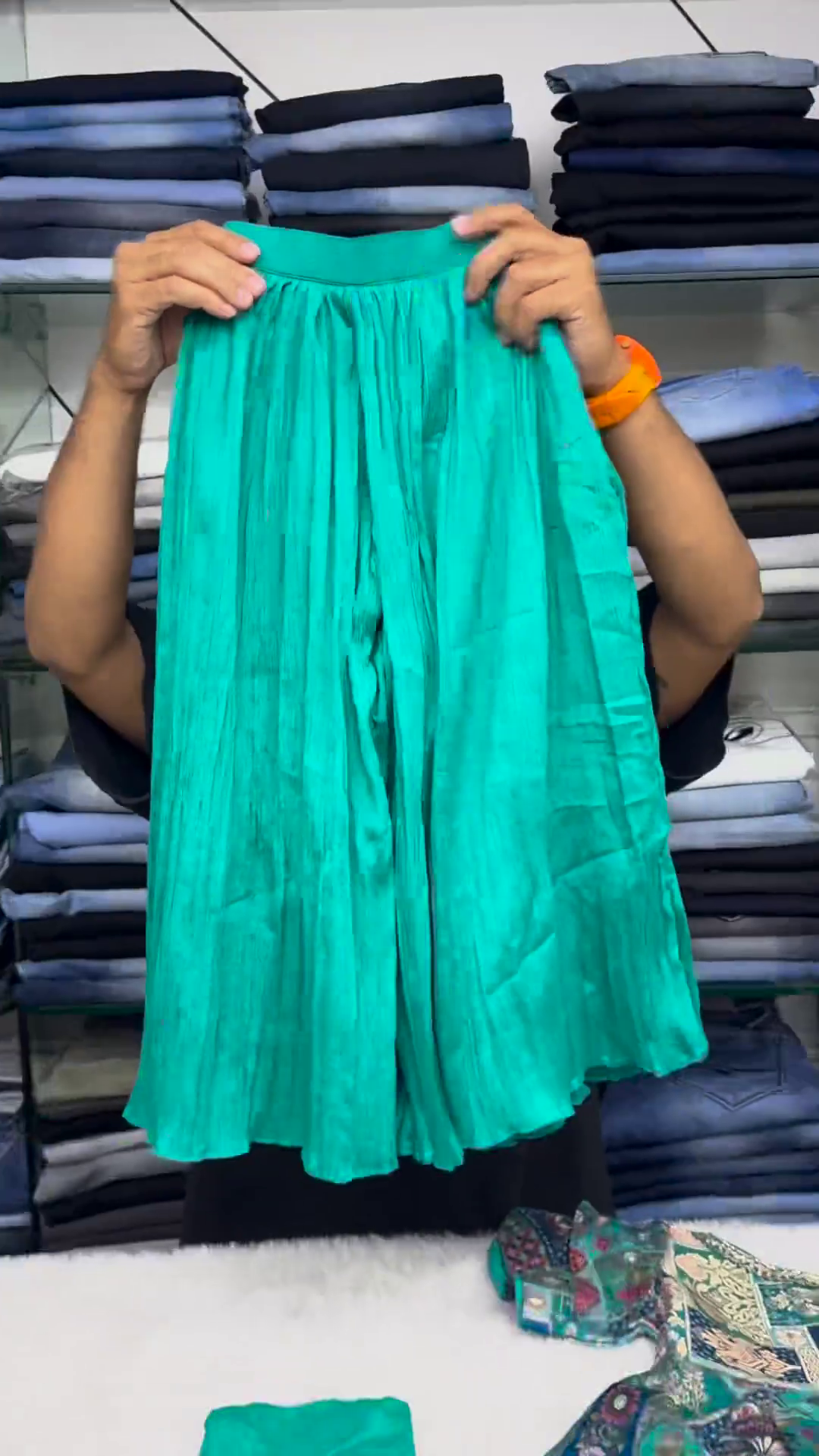 Ocean Blue Embroidered And Printed Plazzo Set For Kids-1