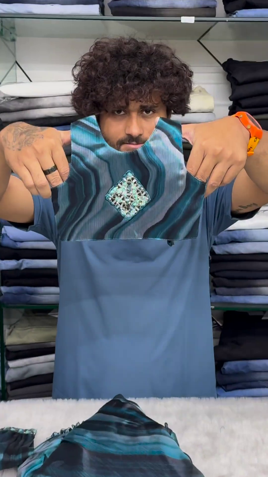 Blue Color Organza Lehenga Choli For Kids-1