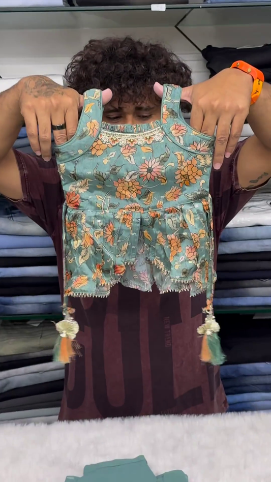 Roman Silk Floral Printed Set For Kids-1