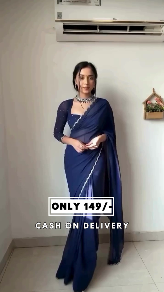 Women Georgette Pre-Stitched Saree