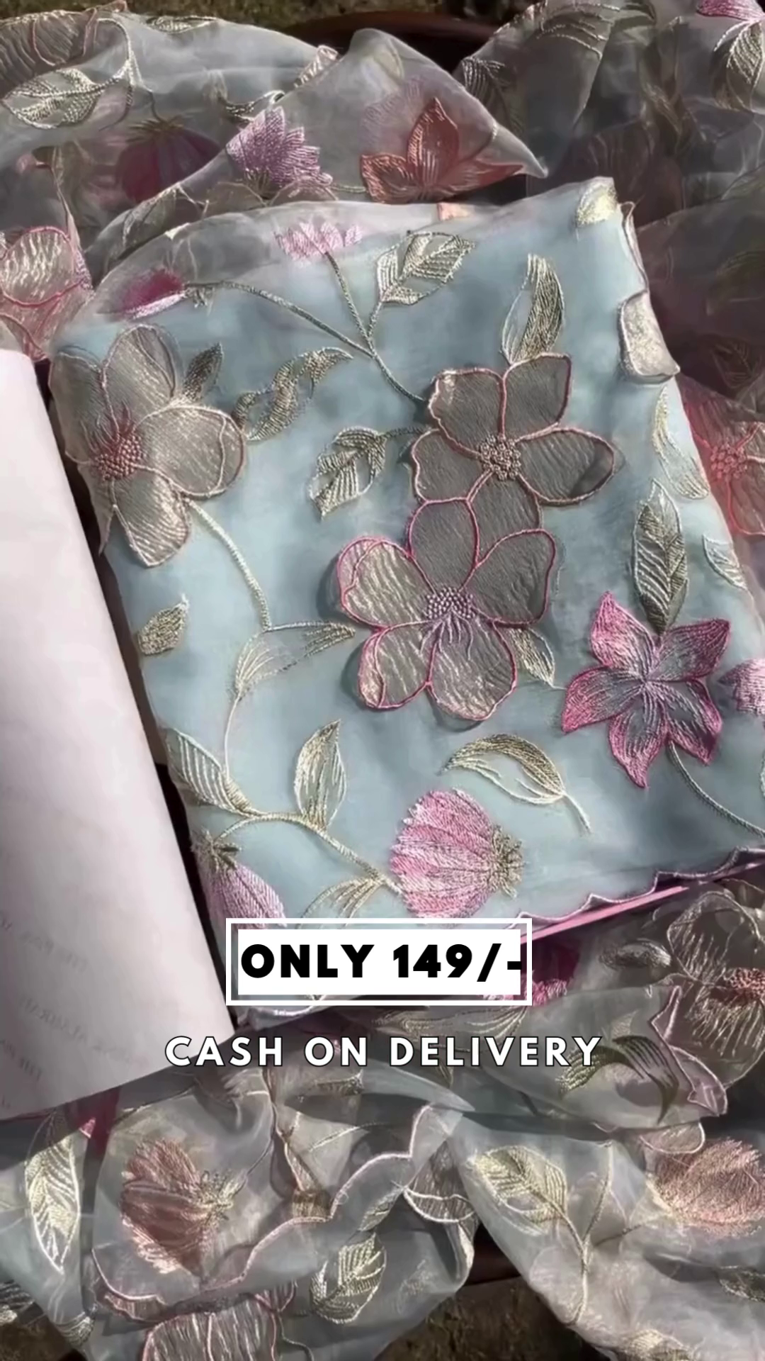 Sky blue designer thread work unstitched salwar suit