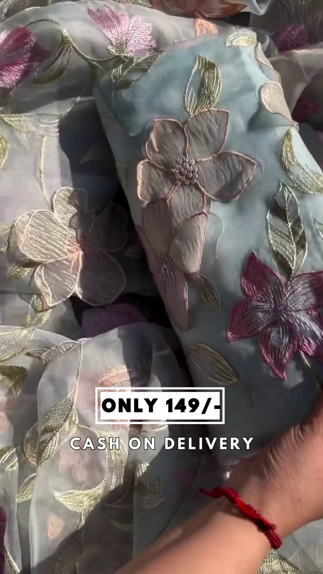 Sky blue designer thread work unstitched salwar suit