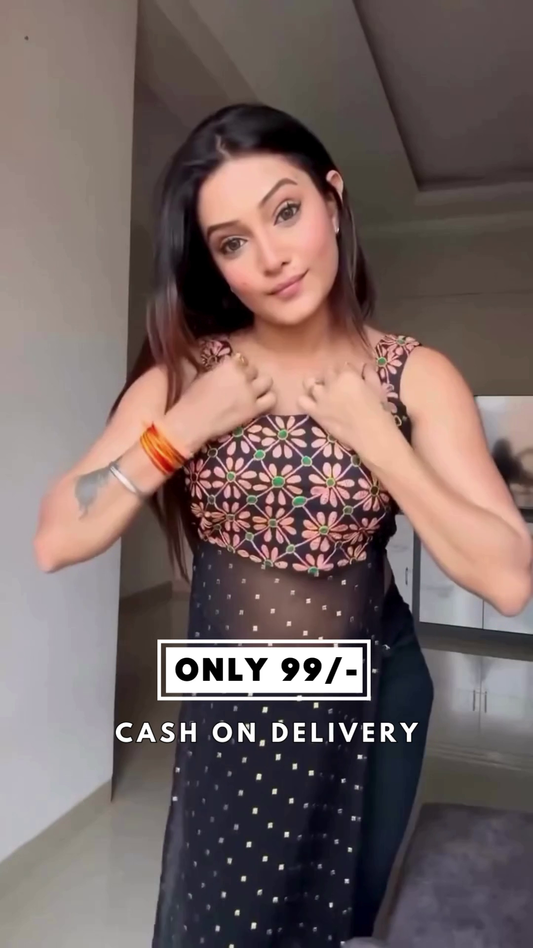 Women Floral Embroidered Fit & Flare Dress with Dupatta