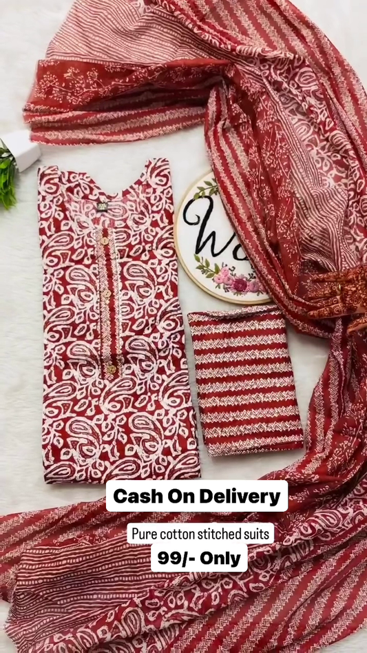 Women Cotton Casual Style Kurta Set