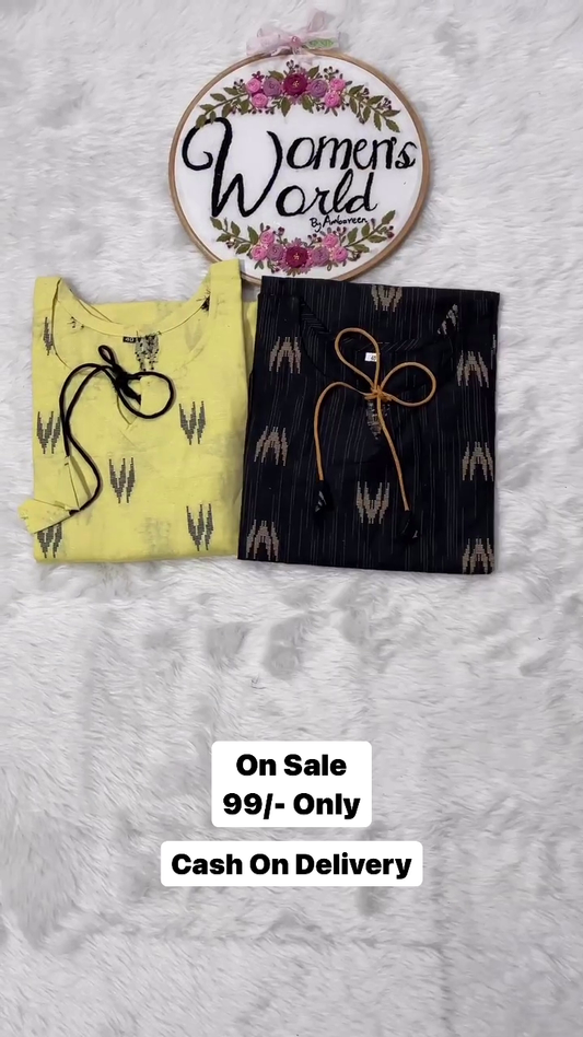 Casual Cotton Blend Black Women College Wear Kurta