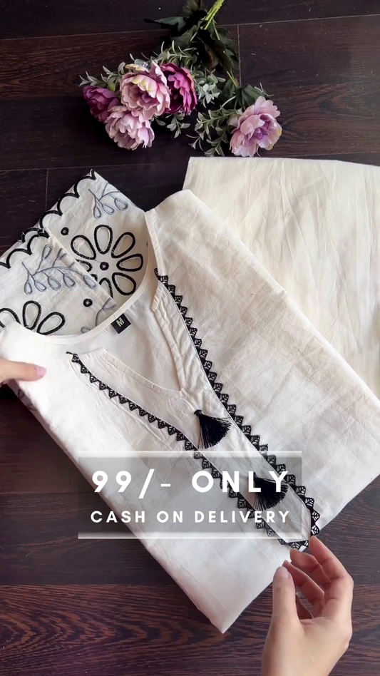 White Bestseller Muslin Co-Ords Set