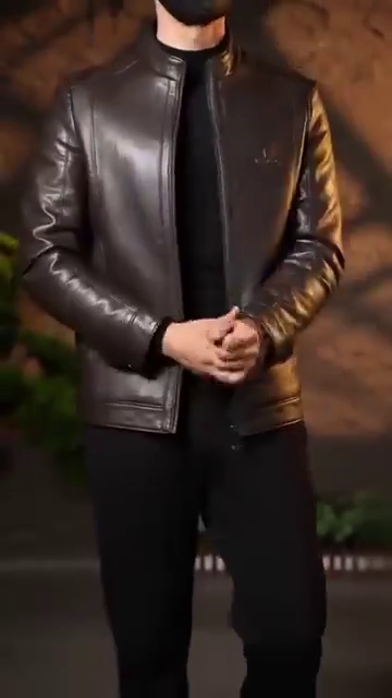 Men's Leather Jackets Casual Fashion Stand Collar Motorcycle Jacket Slim Fit Vintage Long Sleeve Autumn Winter Outdoor