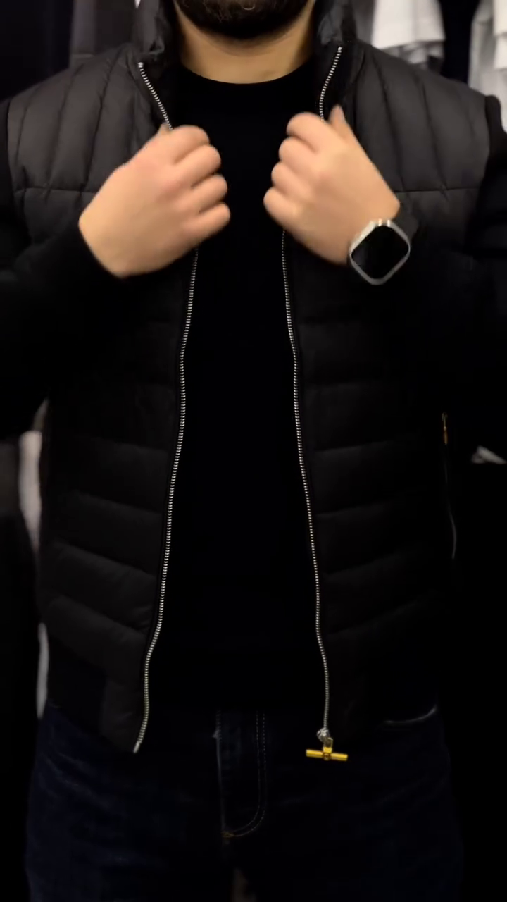 Men's Down Jacket Slim Fit Sleeveless Bomber Vest with Hood