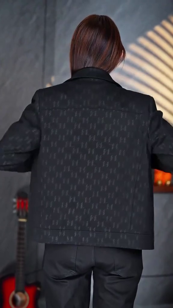 Women Full Sleeve Denim Jacket(Black)