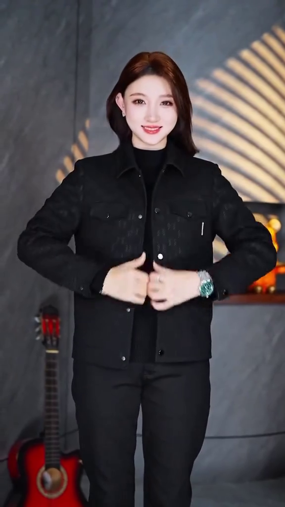 Women Full Sleeve Denim Jacket(Black)