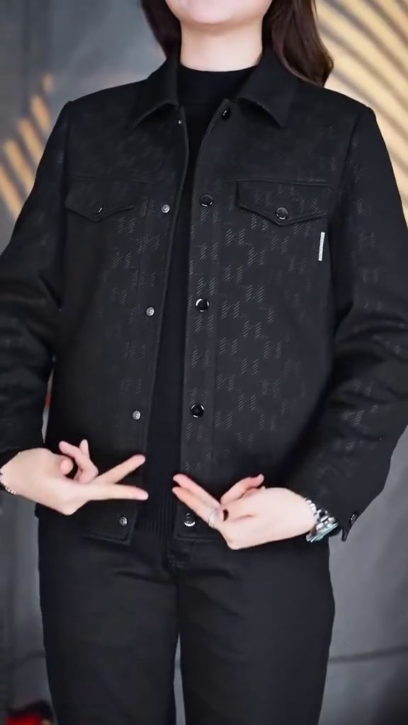 Women Full Sleeve Denim Jacket(Black)