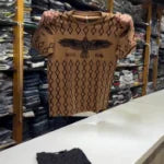 Men Printed Round Neck T-shirt Brown