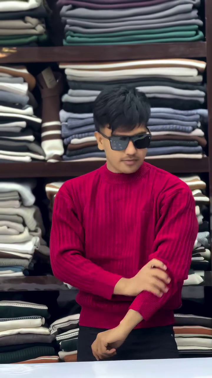 Men Cotton Cable Knit Heavyweight Crew Neck Sweater