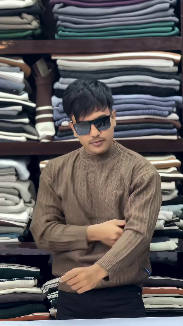 Men Cotton Cable Knit Heavyweight Crew Neck Sweater