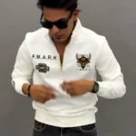 Men Embroidered Regular Fit High-Neck Pullover