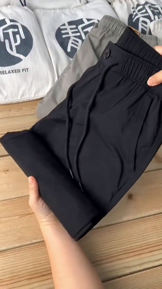 Men's Utility Cargo Pants for Men, Black, Elastic Waist with Adjustable Belt, Multi-Pocket Design, Lightweight Tech Travel Trousers