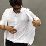 Classic Self Design Spread Collar Casual Shirt