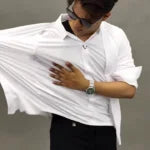 Classic Self Design Spread Collar Casual Shirt