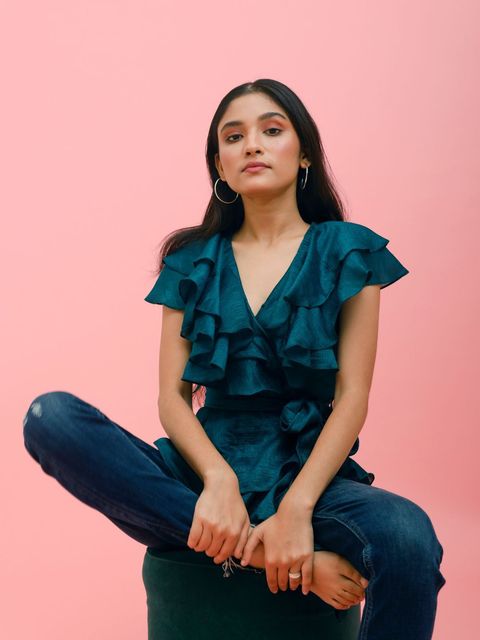 Teal Ruffle Me Up Top – Mydjgane