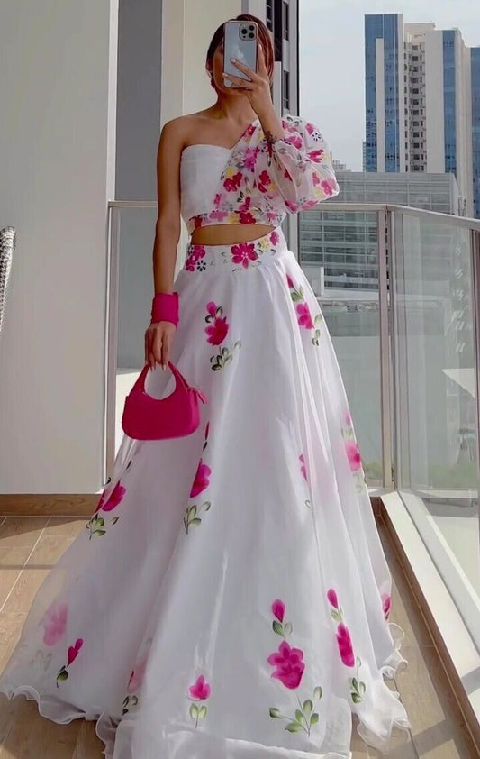White Sabyasachi Designer Lehenga Choli With Printed Work Wedding Lehenga Choli Party Wear Lehenga Choli Indian Women,lengha Choli,dresses